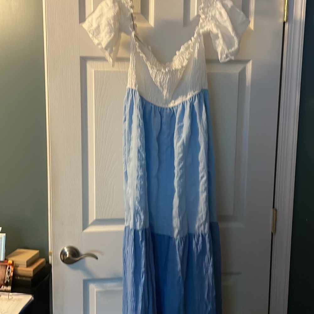 SHEIN Off Shoulder Full Trimmed Stripped Dress